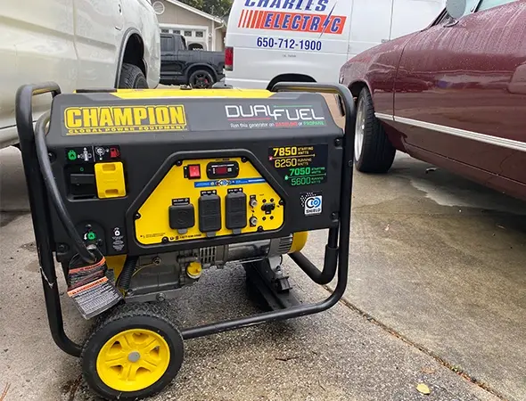 A yellow and black CAT unit being prepared for high-quality portable generator services.